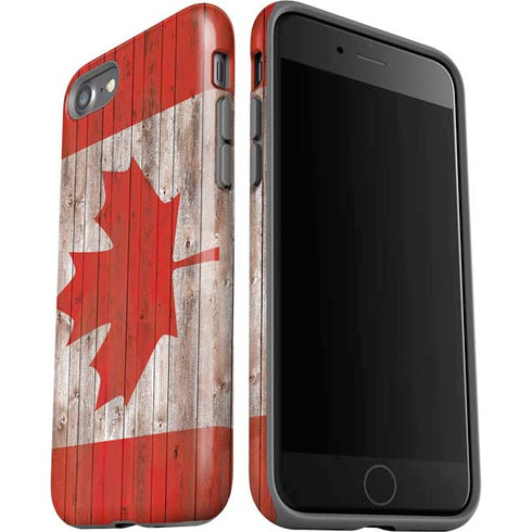 Canadian Flag Dark Wood iPhone SE (2nd & 3rd Gen) Pro Case